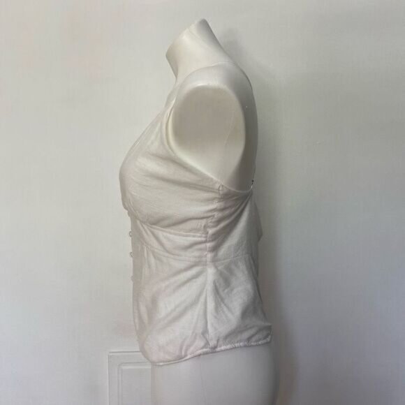 Lottie Moss white Button Front structured fitted tank top - Picture 4 of 7